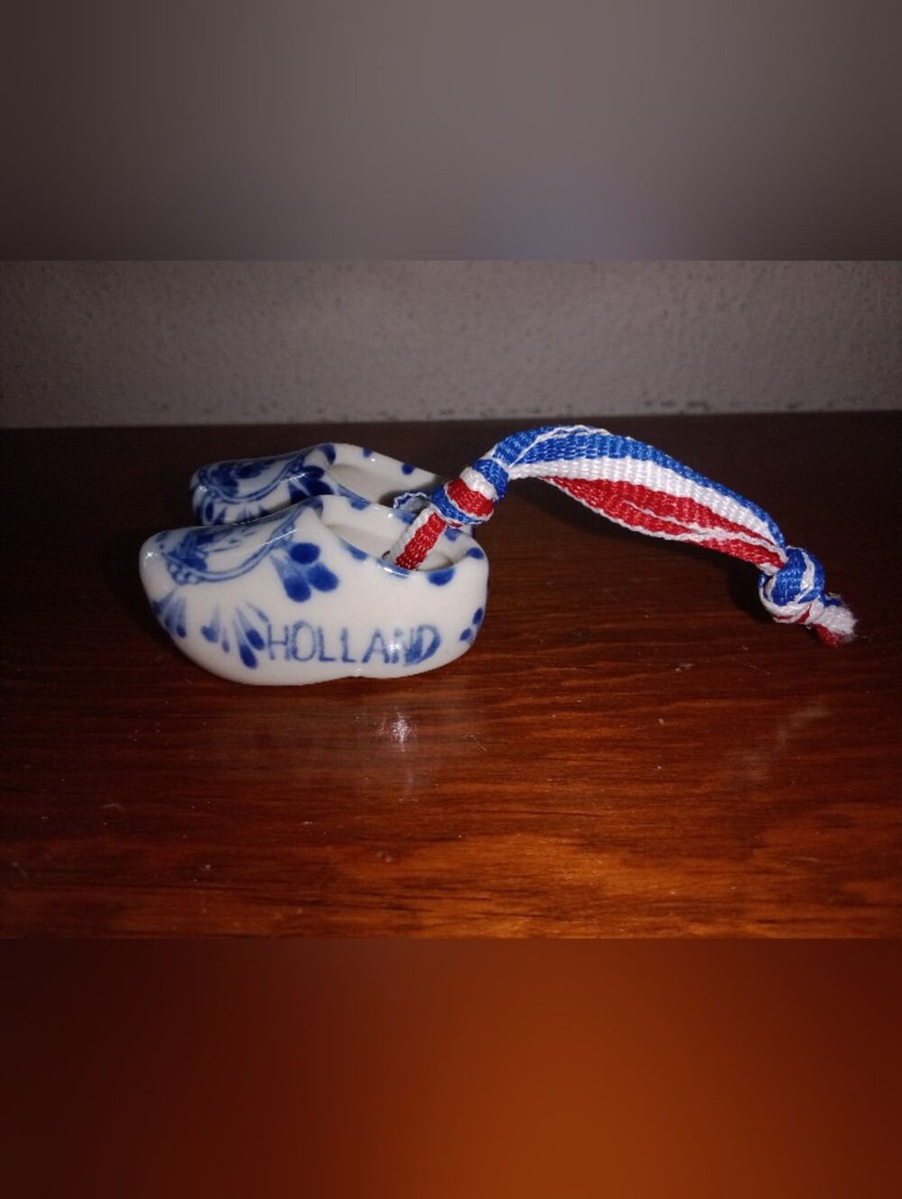 Vintage Holland Miniature Dutch Shoes Ceramic Delft Windmill Blue Decor